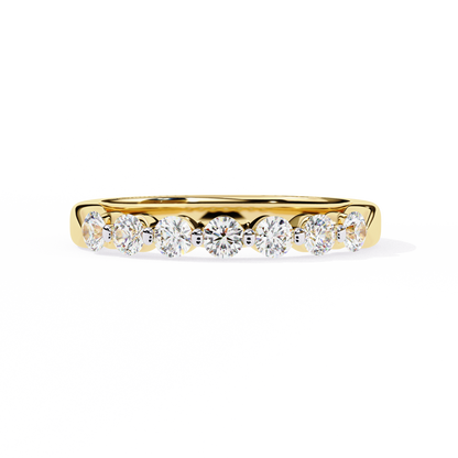 Seven Stone Round Lab Grown Diamond Half Eternity Band 14K Gold 0.52 Ctw
