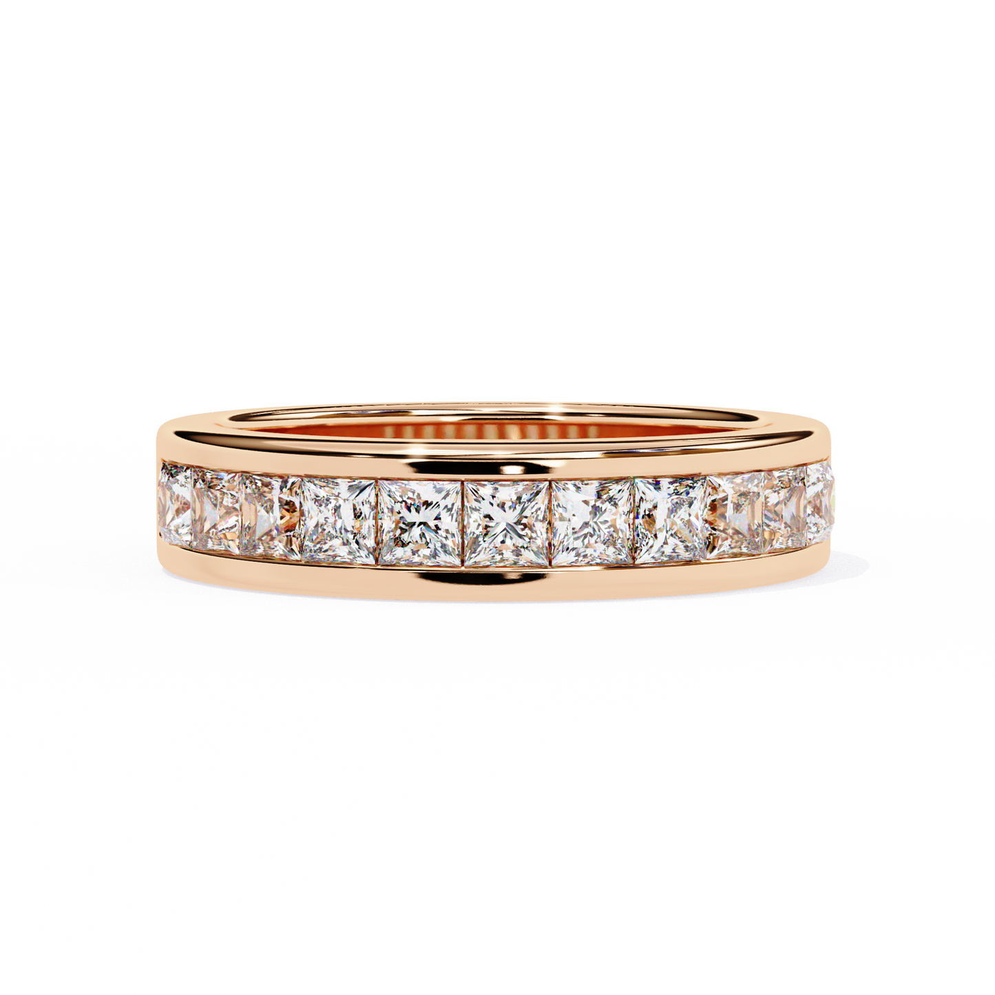 1.07 Ct Princess Cut Lab Grown Diamond Channel Set Half Eternity Band 14K Gold