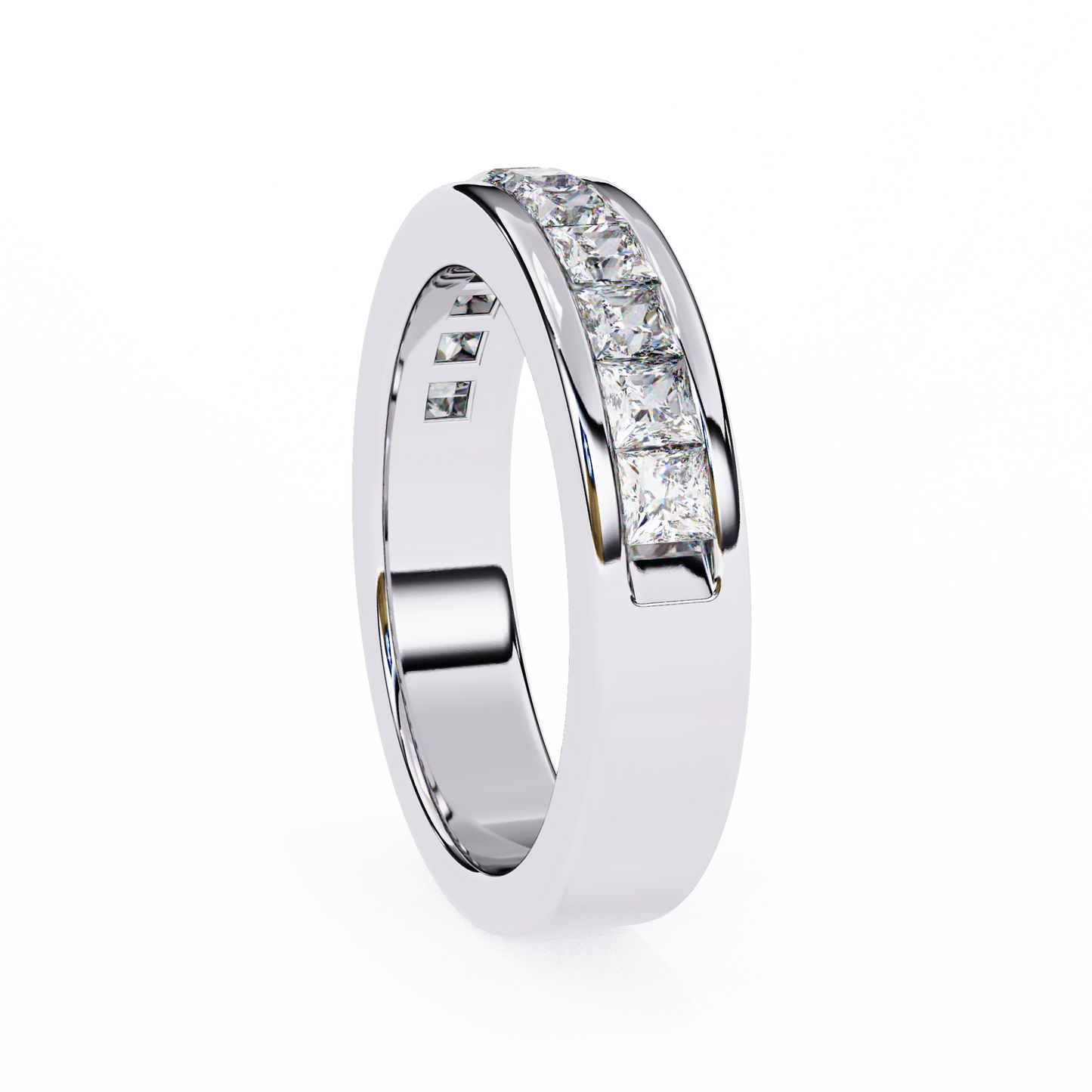 1.07 Ct Princess Cut Lab Grown Diamond Channel Set Half Eternity Band 14K Gold