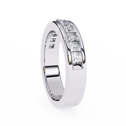 1.07 Ct Princess Cut Lab Grown Diamond Channel Set Half Eternity Band 14K Gold
