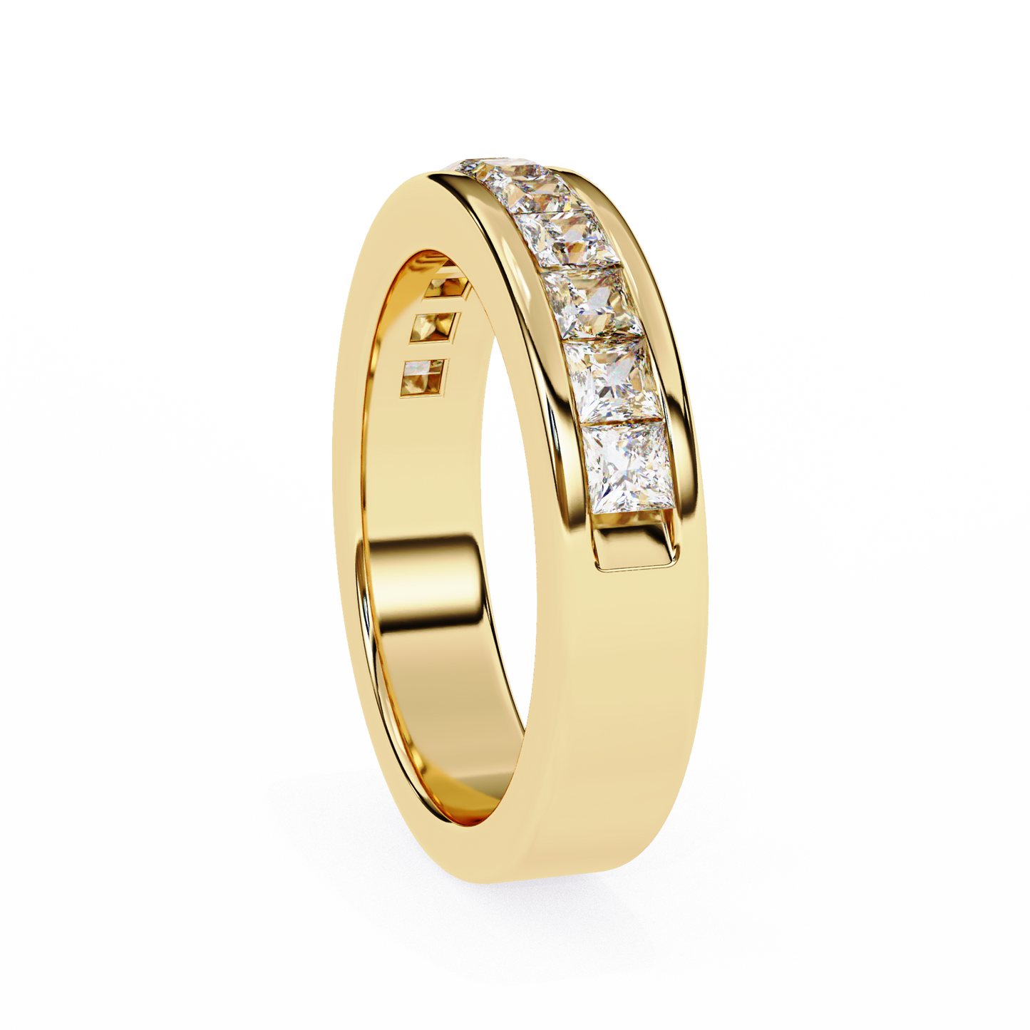 1.07 Ct Princess Cut Lab Grown Diamond Channel Set Half Eternity Band 14K Gold