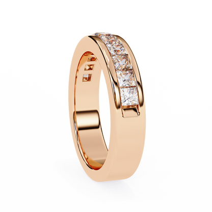 1.07 Ct Princess Cut Lab Grown Diamond Channel Set Half Eternity Band 14K Gold