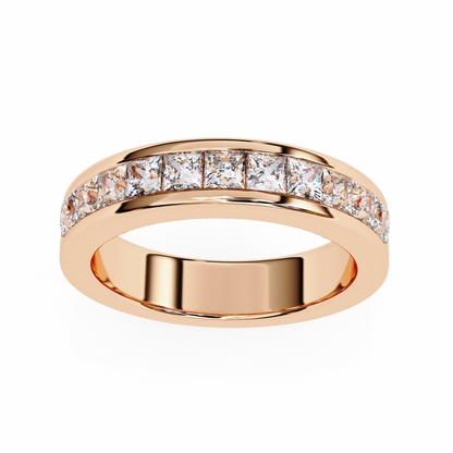 1.07 Ct Princess Cut Lab Grown Diamond Channel Set Half Eternity Band 14K Gold