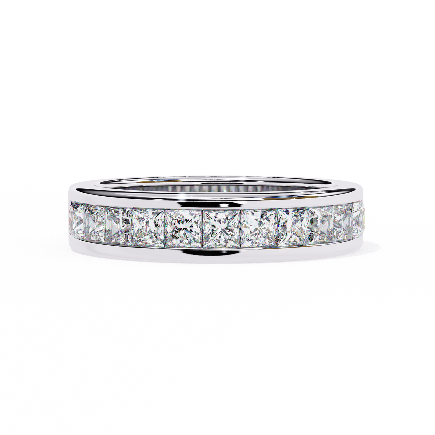 1.07 Ct Princess Cut Lab Grown Diamond Channel Set Half Eternity Band 14K Gold