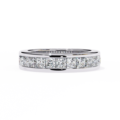 1.07 Ct Princess Cut Lab Grown Diamond Channel Set Half Eternity Band 14K Gold