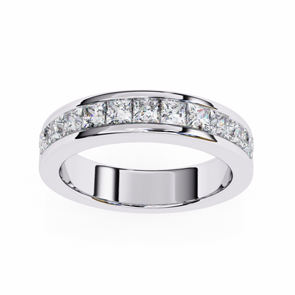 1.07 Ct Princess Cut Lab Grown Diamond Channel Set Half Eternity Band 14K Gold