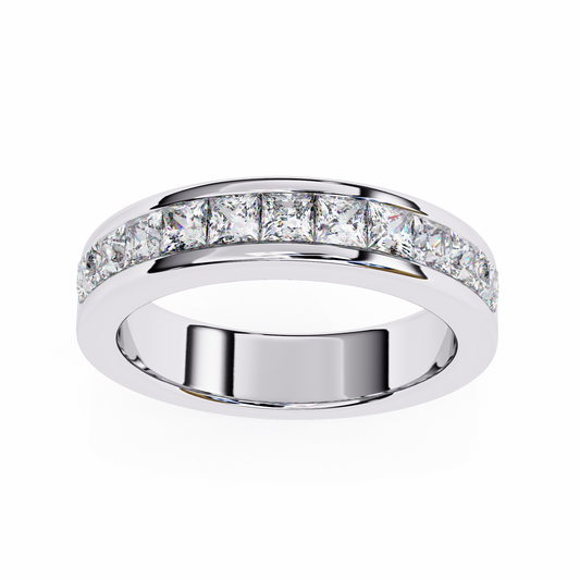 1.07 Ct Princess Cut Lab Grown Diamond Channel Set Half Eternity Band 14K Gold