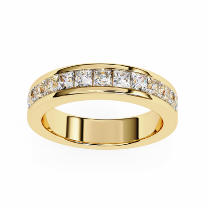 1.07 Ct Princess Cut Lab Grown Diamond Channel Set Half Eternity Band 14K Gold