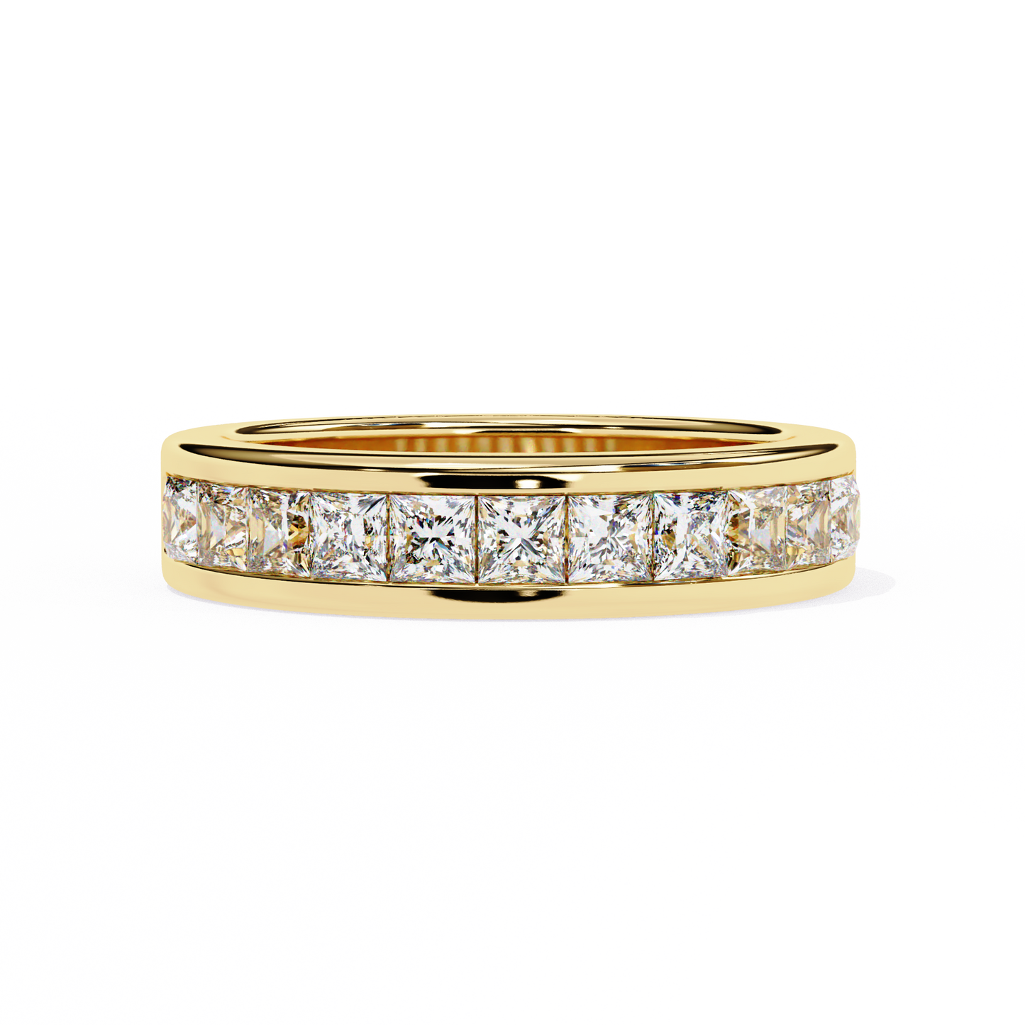 1.07 Ct Princess Cut Lab Grown Diamond Channel Set Half Eternity Band 14K Gold