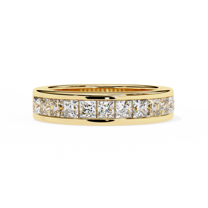1.07 Ct Princess Cut Lab Grown Diamond Channel Set Half Eternity Band 14K Gold