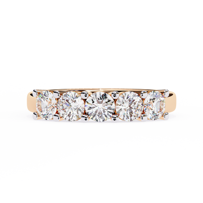 1.03 CTW Five Stone Round Lab Grown Diamond Anniversary Band 14K Gold