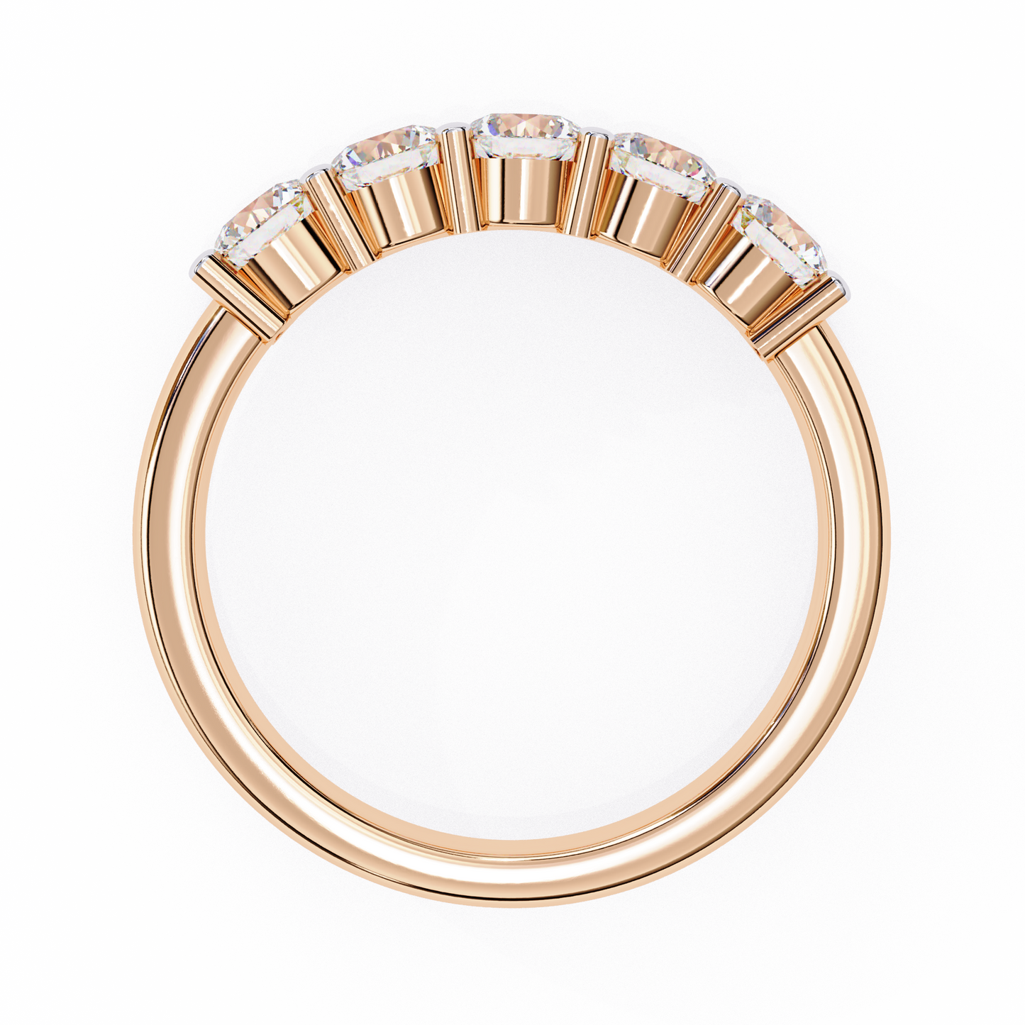 1.03 CTW Five Stone Round Lab Grown Diamond Anniversary Band 14K Gold