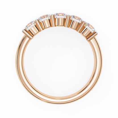 1.03 CTW Five Stone Round Lab Grown Diamond Anniversary Band 14K Gold
