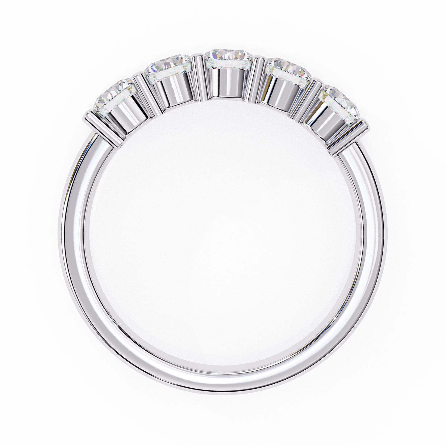 1.03 CTW Five Stone Round Lab Grown Diamond Anniversary Band 14K Gold