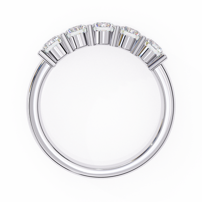 1.03 CTW Five Stone Round Lab Grown Diamond Anniversary Band 14K Gold