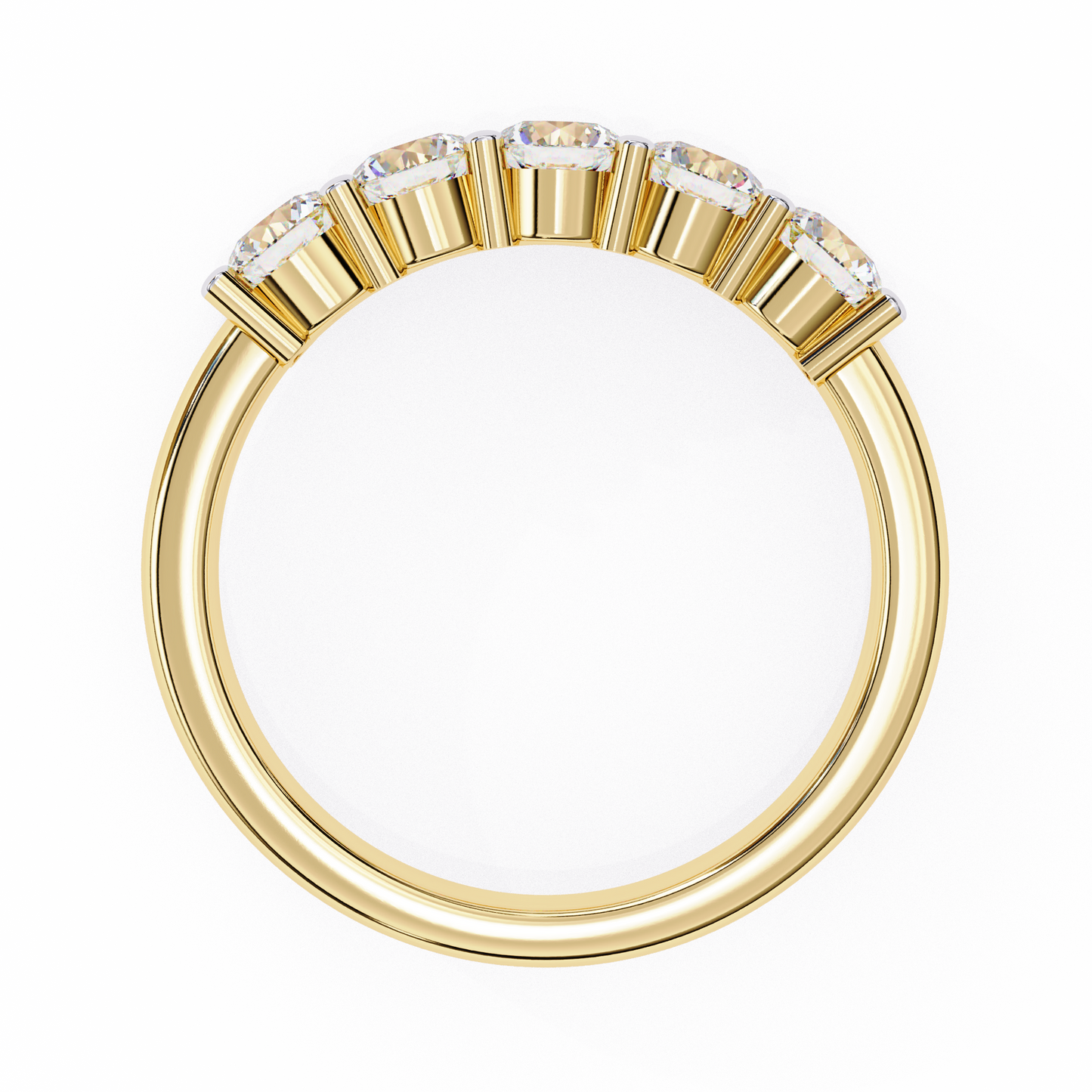 1.03 CTW Five Stone Round Lab Grown Diamond Anniversary Band 14K Gold