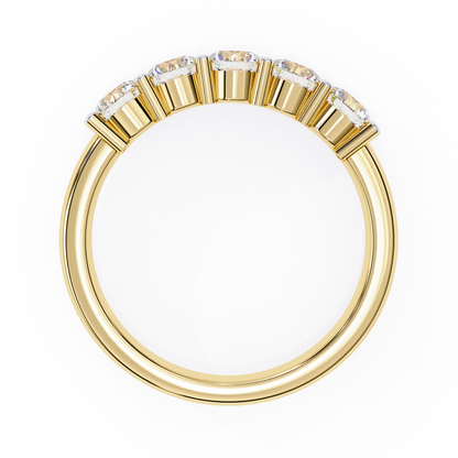 1.03 CTW Five Stone Round Lab Grown Diamond Anniversary Band 14K Gold