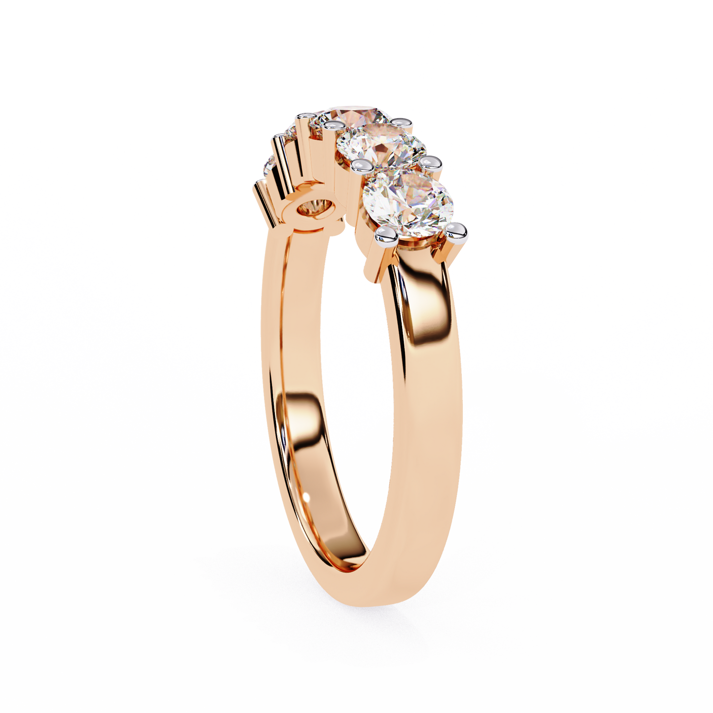 1.03 CTW Five Stone Round Lab Grown Diamond Anniversary Band 14K Gold