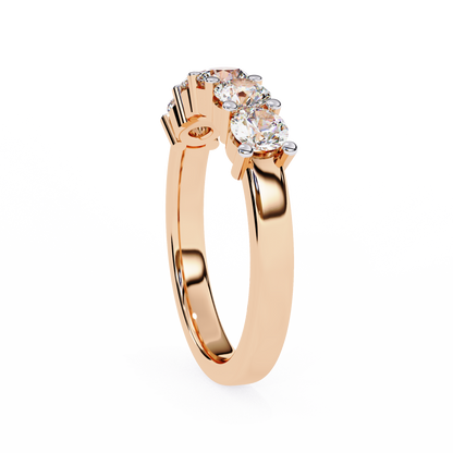1.03 CTW Five Stone Round Lab Grown Diamond Anniversary Band 14K Gold