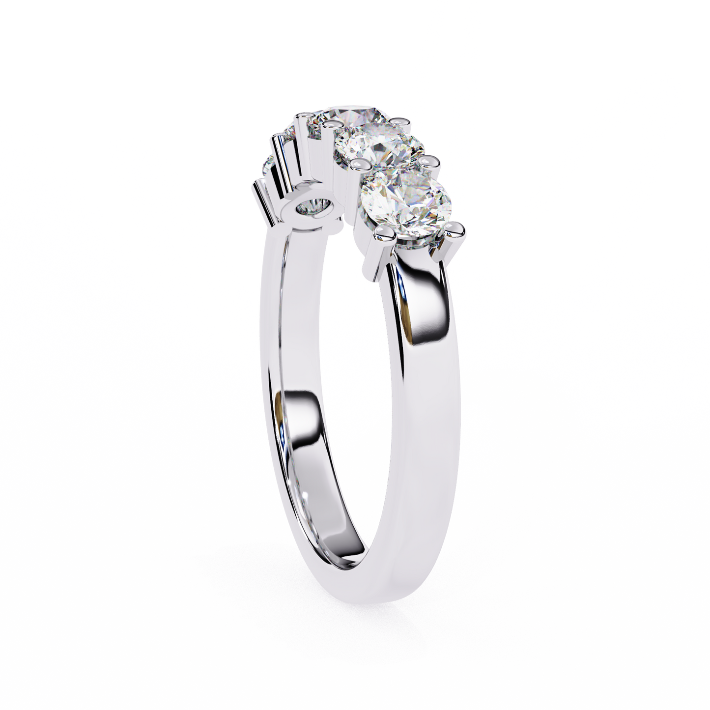 1.03 CTW Five Stone Round Lab Grown Diamond Anniversary Band 14K Gold