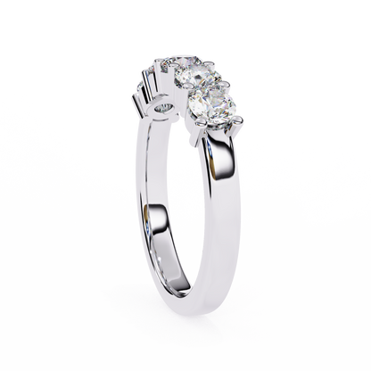 1.03 CTW Five Stone Round Lab Grown Diamond Anniversary Band 14K Gold