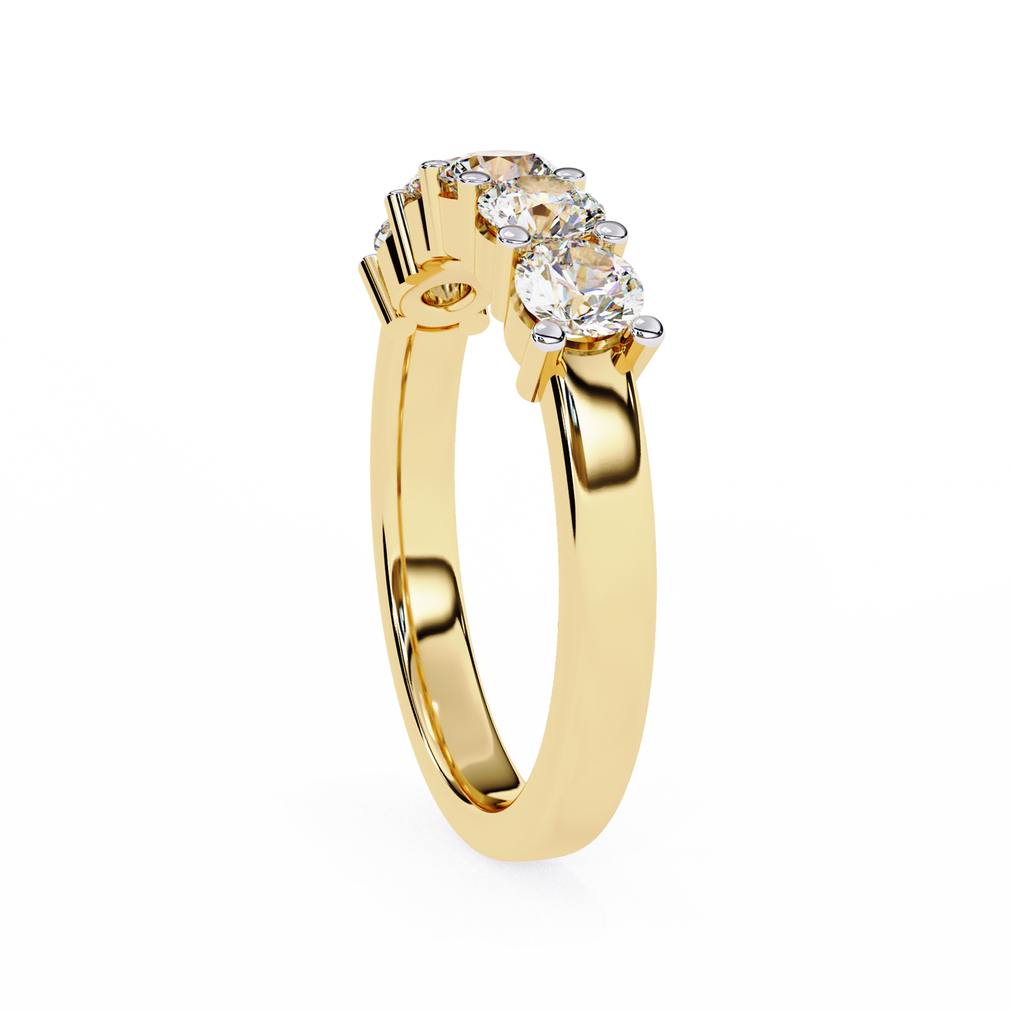 1.03 CTW Five Stone Round Lab Grown Diamond Anniversary Band 14K Gold