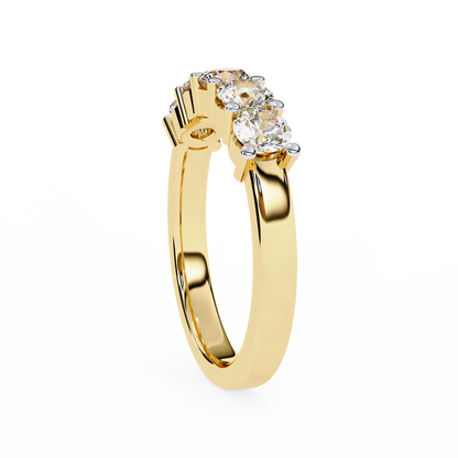 1.03 CTW Five Stone Round Lab Grown Diamond Anniversary Band 14K Gold