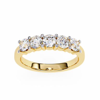 1.03 CTW Five Stone Round Lab Grown Diamond Anniversary Band 14K Gold