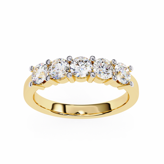 1.03 CTW Five Stone Round Lab Grown Diamond Anniversary Band 14K Gold — product image 2