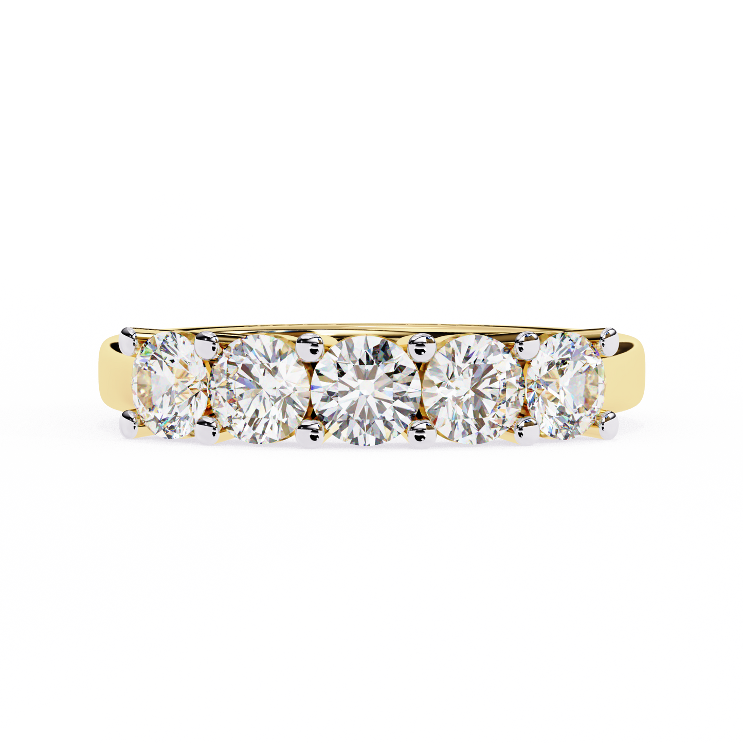 1.03 CTW Five Stone Round Lab Grown Diamond Anniversary Band 14K Gold