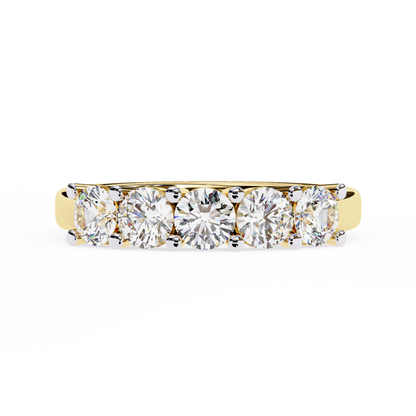 1.03 CTW Five Stone Round Lab Grown Diamond Anniversary Band 14K Gold