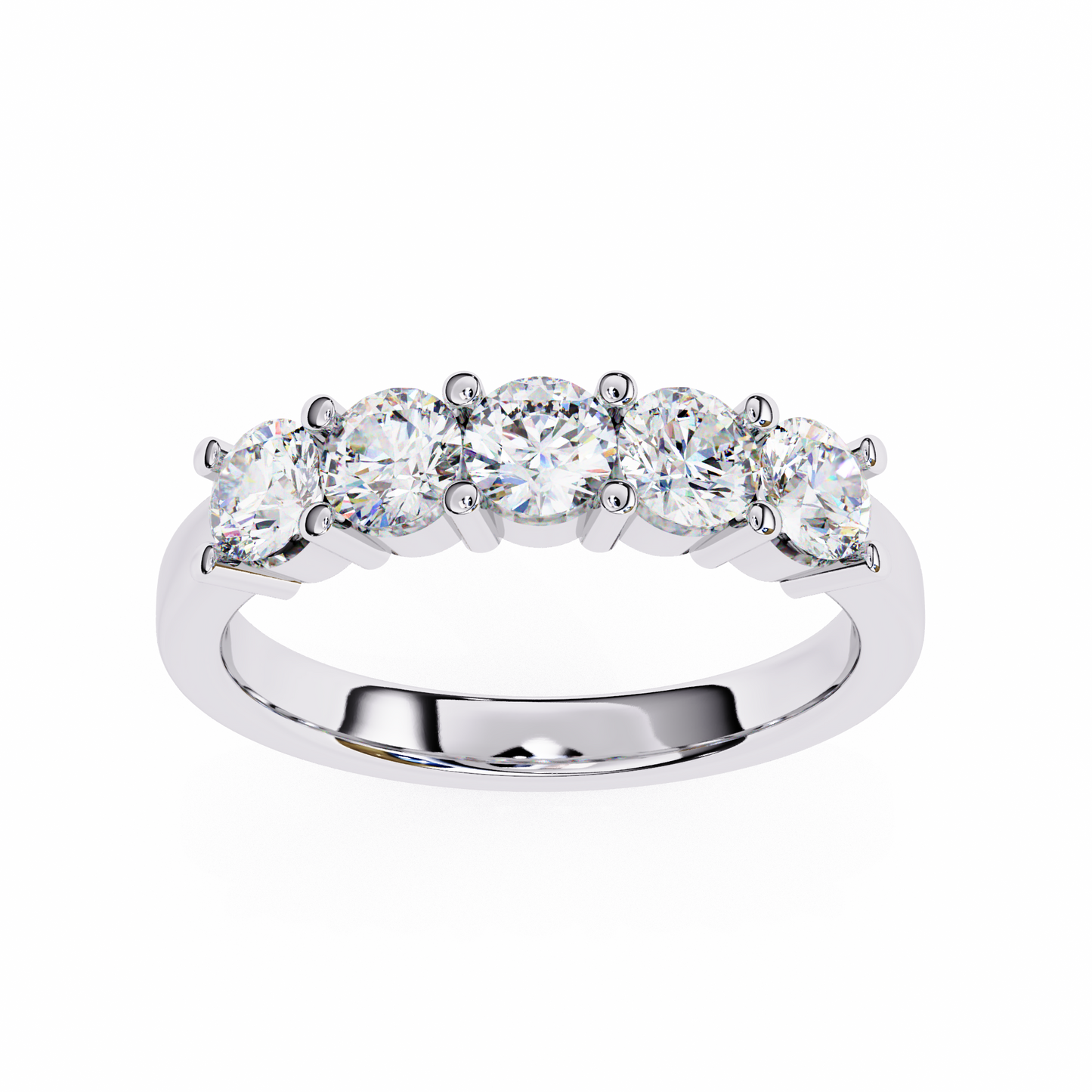 1.03 CTW Five Stone Round Lab Grown Diamond Anniversary Band 14K Gold