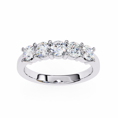 1.03 CTW Five Stone Round Lab Grown Diamond Anniversary Band 14K Gold