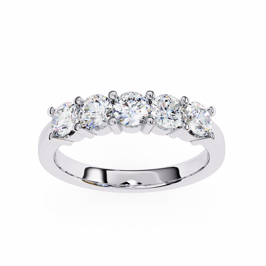 1.03 CTW Five Stone Round Lab Grown Diamond Anniversary Band 14K Gold