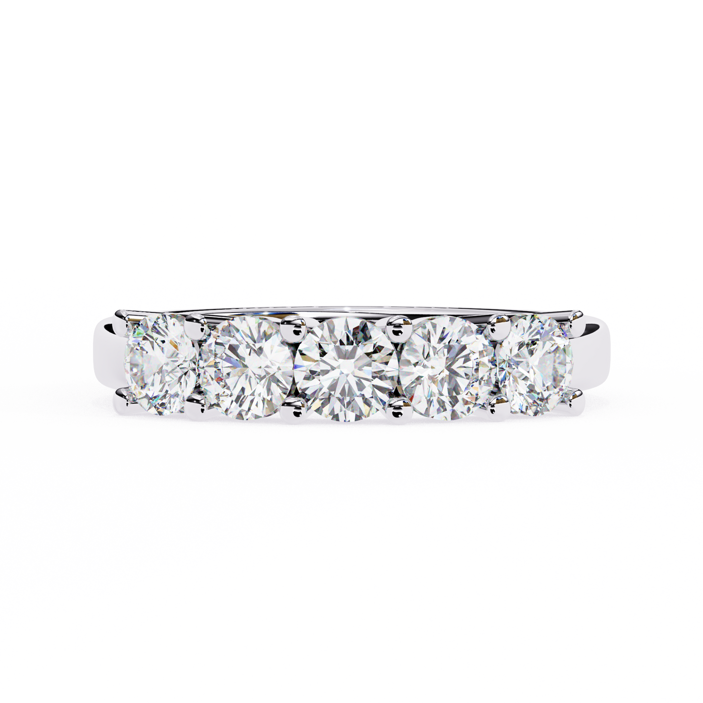 1.03 CTW Five Stone Round Lab Grown Diamond Anniversary Band 14K Gold