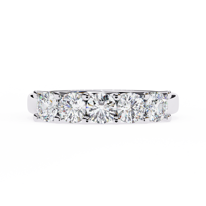 1.03 CTW Five Stone Round Lab Grown Diamond Anniversary Band 14K Gold