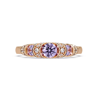 0.5 CTW Round Three-Stone Pavé Colorstone Ring with Amethyst Purple stones in 14K Rose Gold – Lunéa Paris