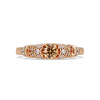 0.5 CTW Round Three-Stone Pavé Colorstone Ring with Champagne Topaz stones in 14K Rose Gold – Lunéa Paris