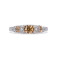 0.5 CTW Round Three-Stone Pavé Colorstone Ring with Champagne Topaz stones in 14K White Gold – Lunéa Paris