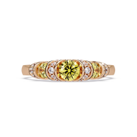 0.5 CTW Round Three-Stone Pavé Colorstone Ring with Citrine Yellow stones in 14K Rose Gold – Lunéa Paris