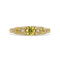 0.5 CTW Round Three-Stone Pavé Colorstone Ring with Citrine Yellow stones in 14K Yellow Gold – Lunéa Paris