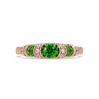 0.5 CTW Round Three-Stone Pavé Colorstone Ring with Emerald Green stones in 14K Rose Gold – Lunéa Paris