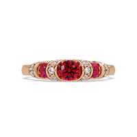 0.5 CTW Round Three-Stone Pavé Colorstone Ring with Ruby Red stones in 14K Rose Gold – Lunéa Paris
