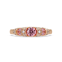 0.5 CTW Round Three-Stone Pavé Colorstone Ring with Tourmaline Pink stones in 14K Rose Gold – Lunéa Paris