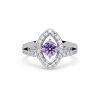 0.8 CTW Round Marquise Halo Pavé Colorstone Ring with Amethyst Purple center in 14K White Gold – Lunéa Paris