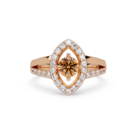 0.8 CTW Round Marquise Halo Pavé Colorstone Ring with Champagne Topaz center in 14K Rose Gold – Lunéa Paris