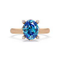 1.8 CTW Oval Diamond-Accent Colorstone Solitaire Ring with Aquamarine Blue center in 14K Rose Gold – Lunéa Paris