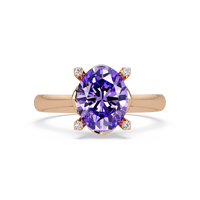 1.8 CTW Oval Diamond-Accent Colorstone Solitaire Ring with Amethyst Purple center in 14K Rose Gold – Lunéa Paris