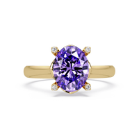 1.8 CTW Oval Diamond-Accent Colorstone Solitaire Ring with Amethyst Purple center in 14K Yellow Gold – Lunéa Paris