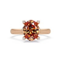 1.8 CTW Oval Diamond-Accent Colorstone Solitaire Ring with Champagne Topaz center in 14K Rose Gold – Lunéa Paris